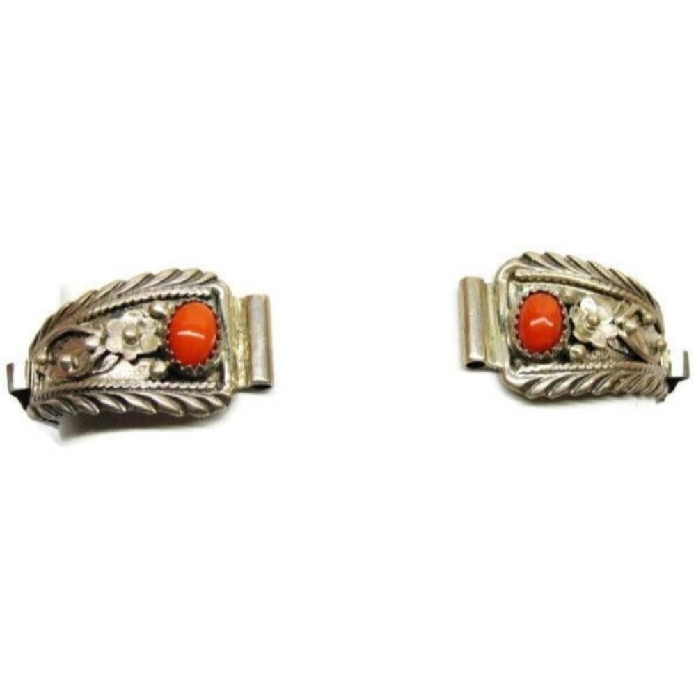 10mm 925 Sterling Silver Tribal Hallmarked Woman Red Coral Stretch Watch Band